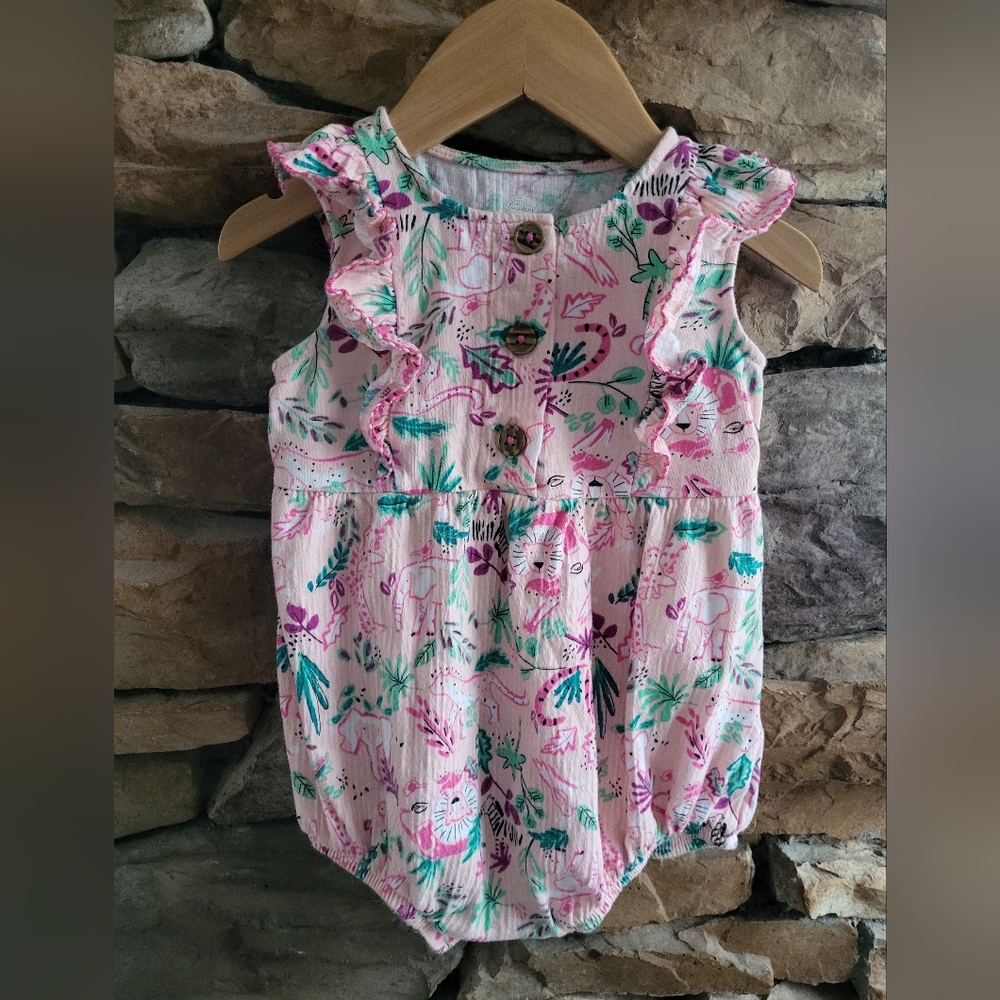 Pink Floral Baby Romper 24m